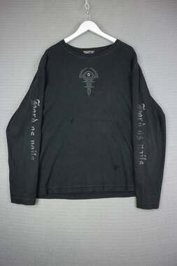 Industry Supply Co. Black Long Sleeve Graphic Tee Y2K Goth Dagger Print Shirt Di